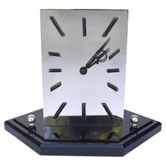 Art Deco Modernist 8 Day Chrome Mantle Clock by Smiths, English, c1936