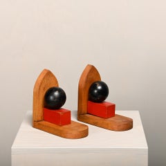 Art Deco Modernist Amsterdam School wooden Bookends, 1920's