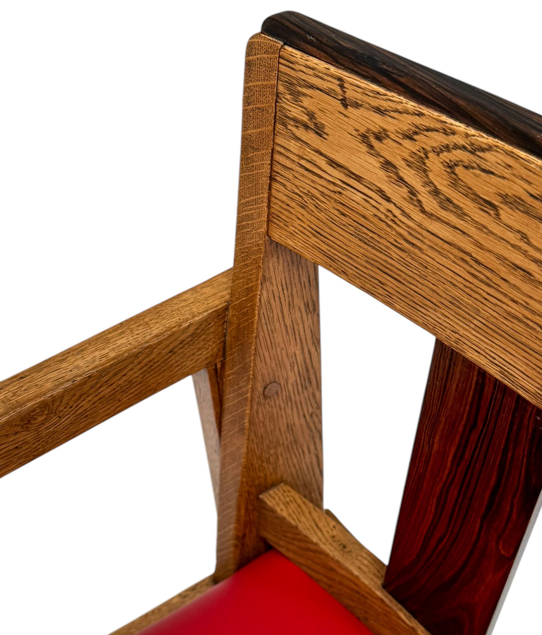 Poltrona modernista Art Déco con seduta in pelle rossa, anni '20 in vendita 2