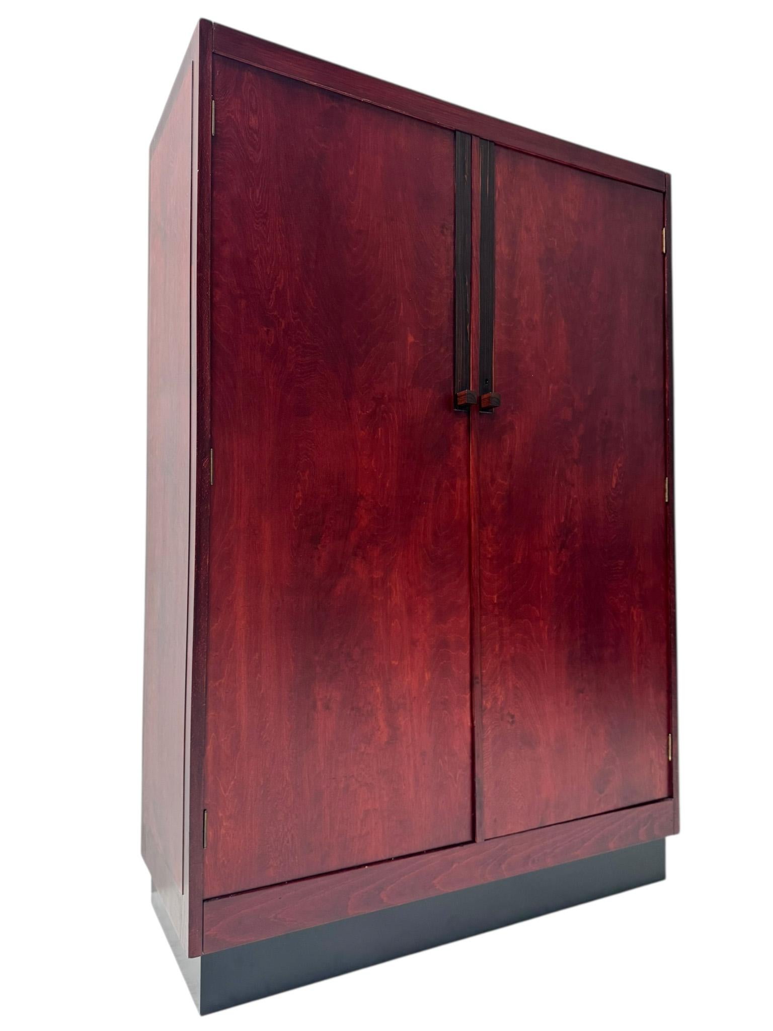 Beech Art Deco Modernist Armoire by A.H. Jansen for L.O.V. Oosterbeek, 1920s For Sale