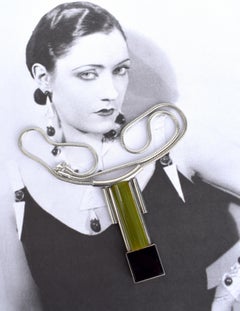 Modernistische Art-Déco-Halskette aus Bakelit und Chrom, um 1930