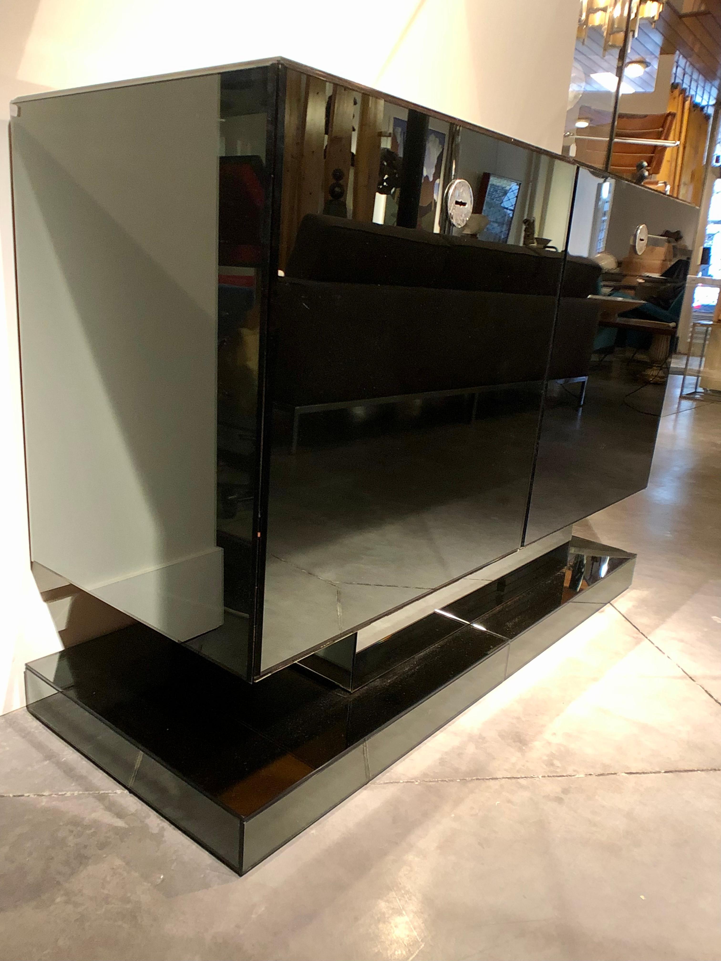 French Art Deco  mirrored Modernist Bar Cabinet