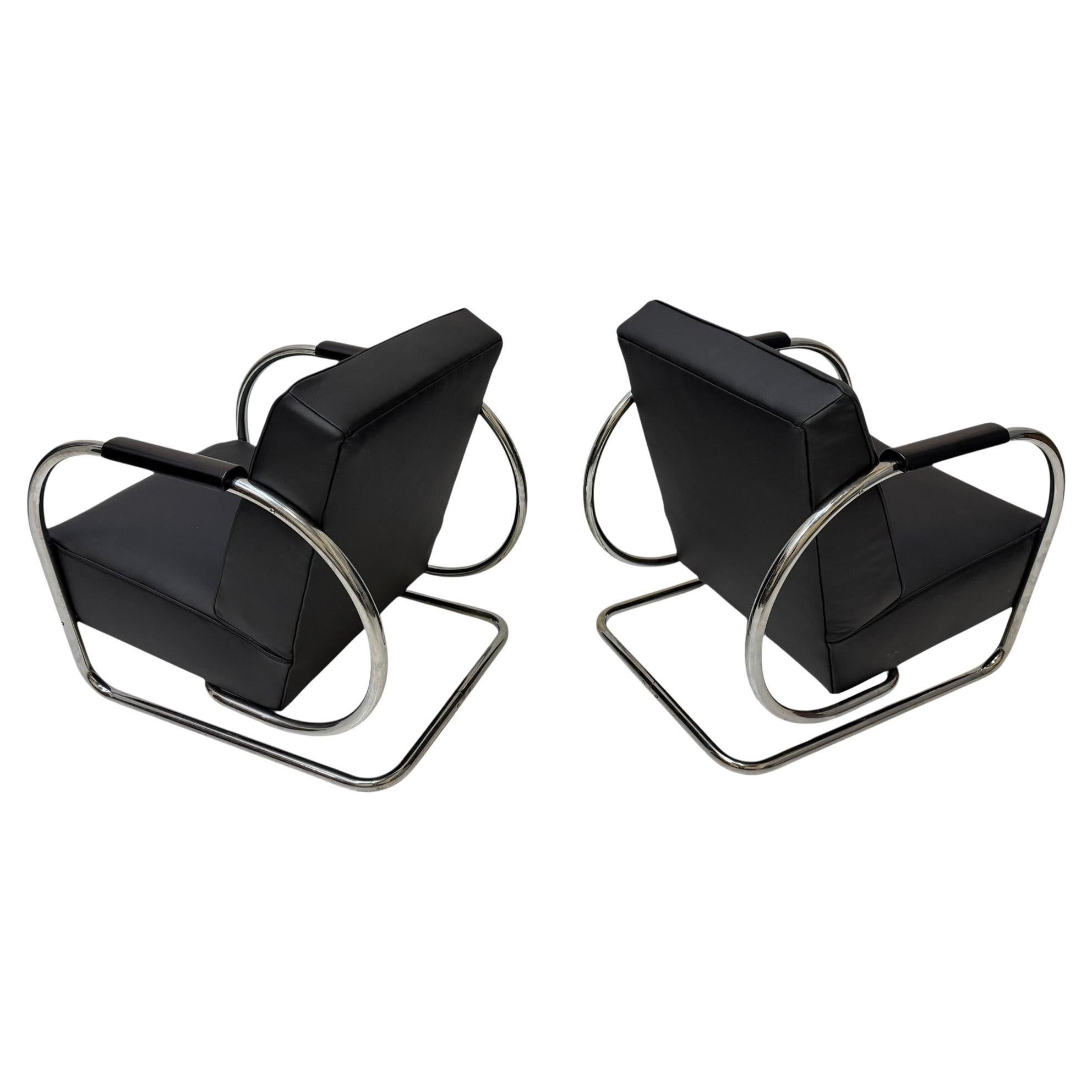 Sedie da salotto in acciaio tubolare Art Deco Modernista Bauhaus di Frits Kuyken, 1936