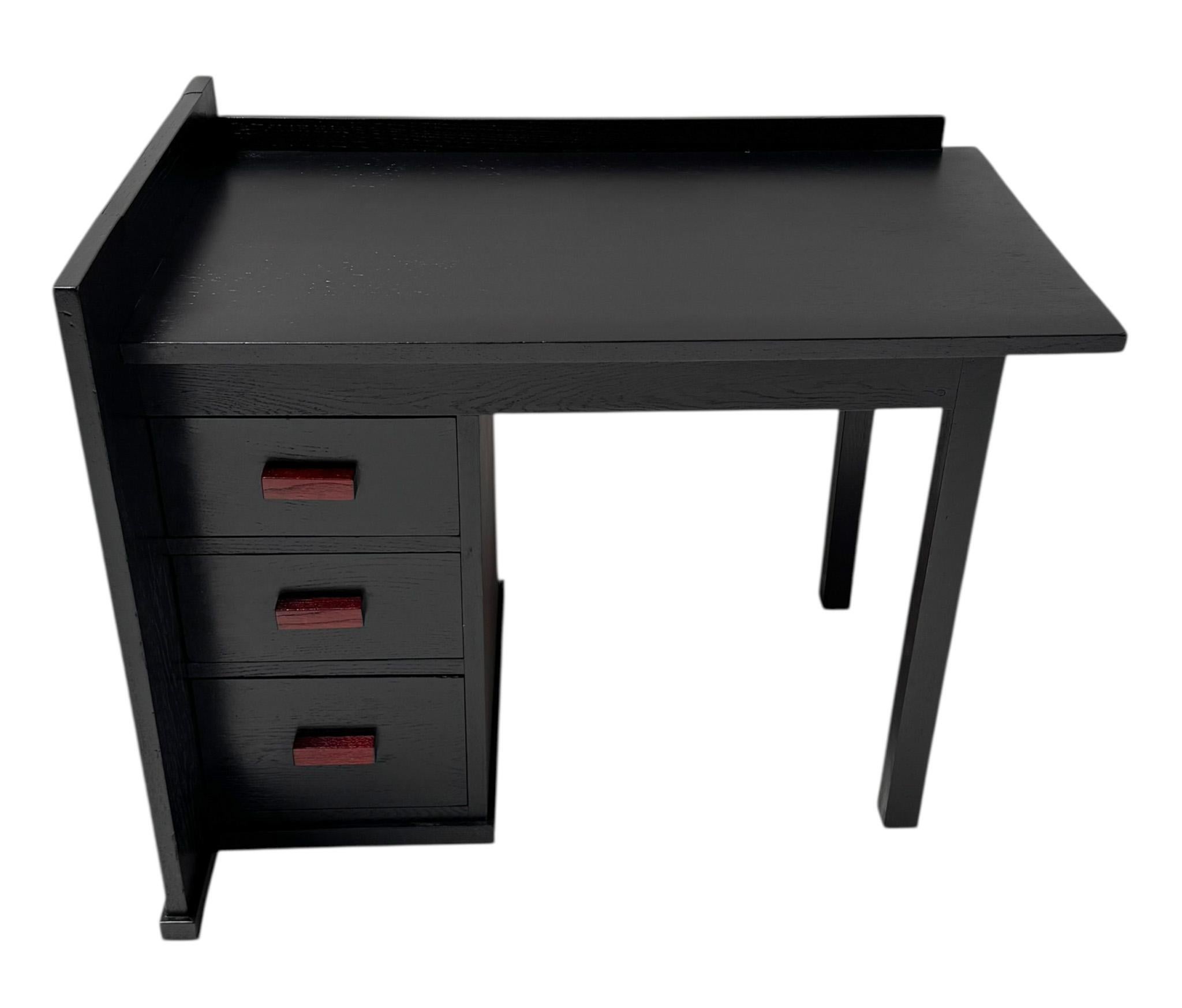 Dutch Art Deco Modernist Black Lacquered Desk or Writing Table, 1930s For Sale