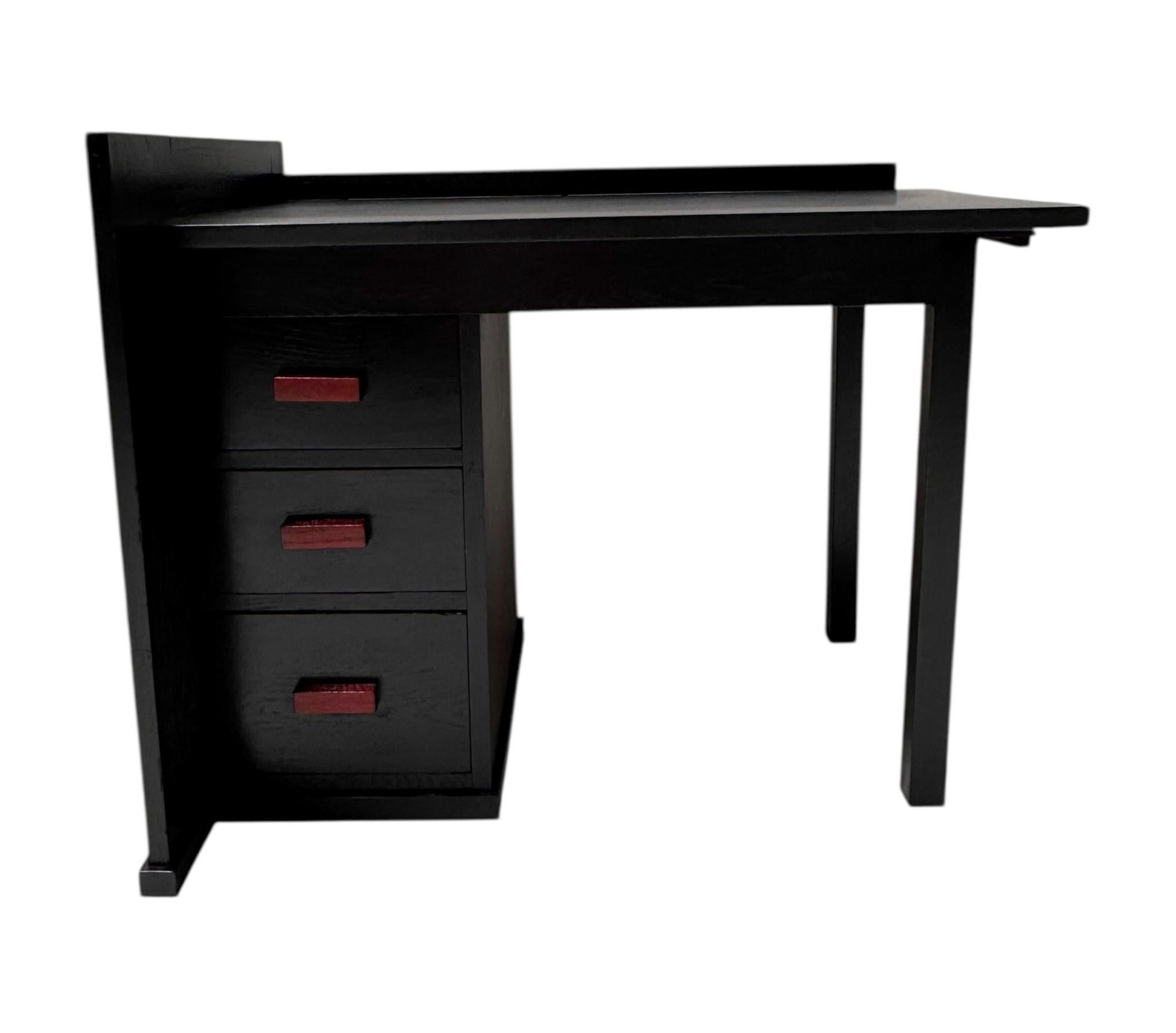 Art Deco Modernist Black Lacquered Desk or Writing Table, 1930s In Good Condition For Sale In Amsterdam, NL