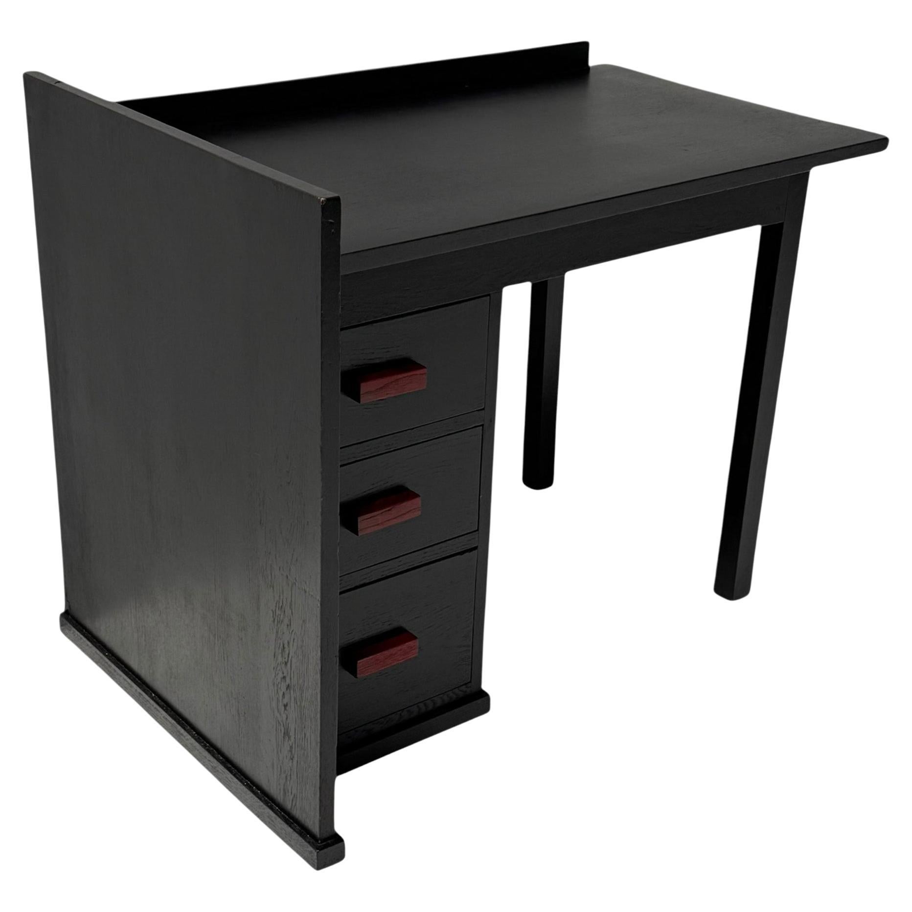 Art Deco Modernist Black Lacquered Desk or Writing Table, 1930s For Sale