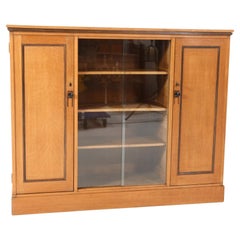 Antique Art Deco Modernist Bookcase with Glass Sliding Doors, 1920s