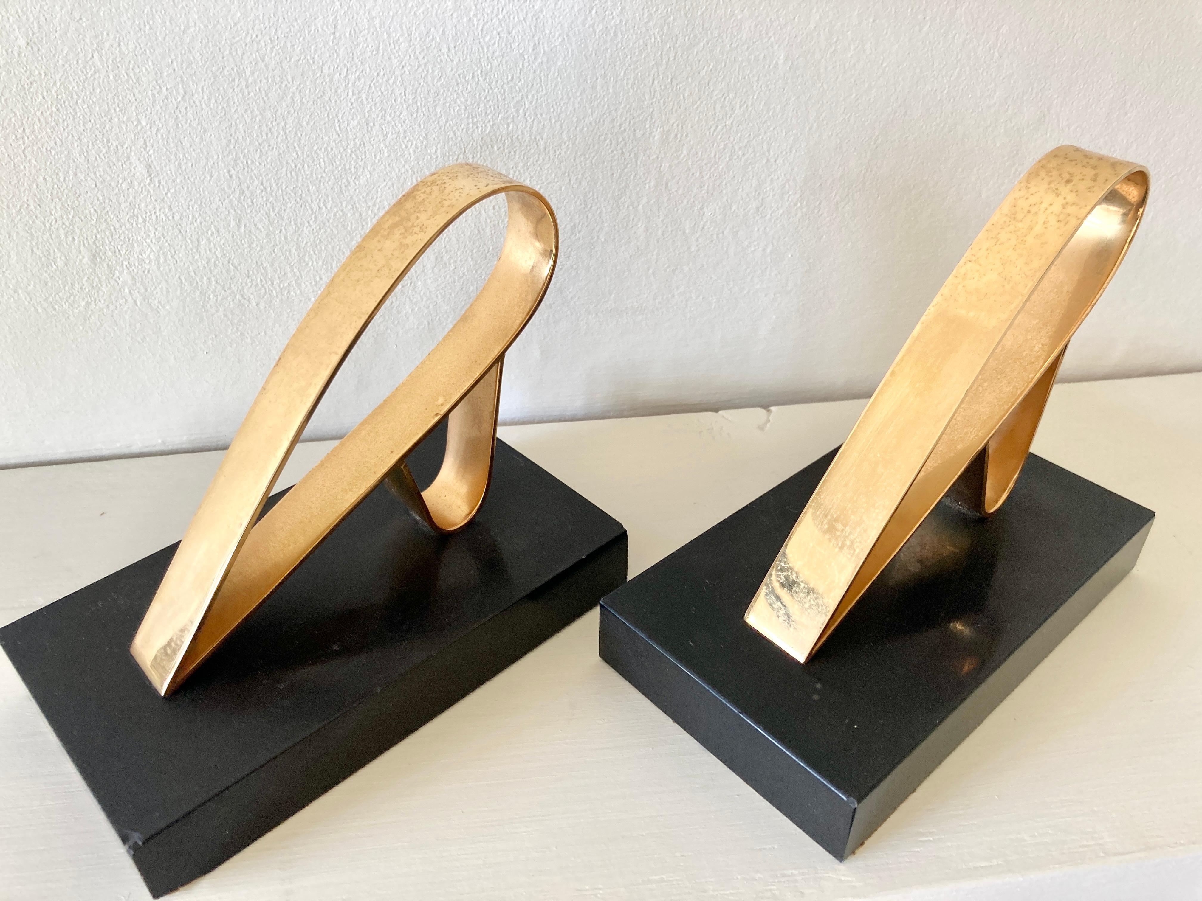 Art Deco Modernist Bookends in Marble & Gold Plate by Gold Starry, France 4