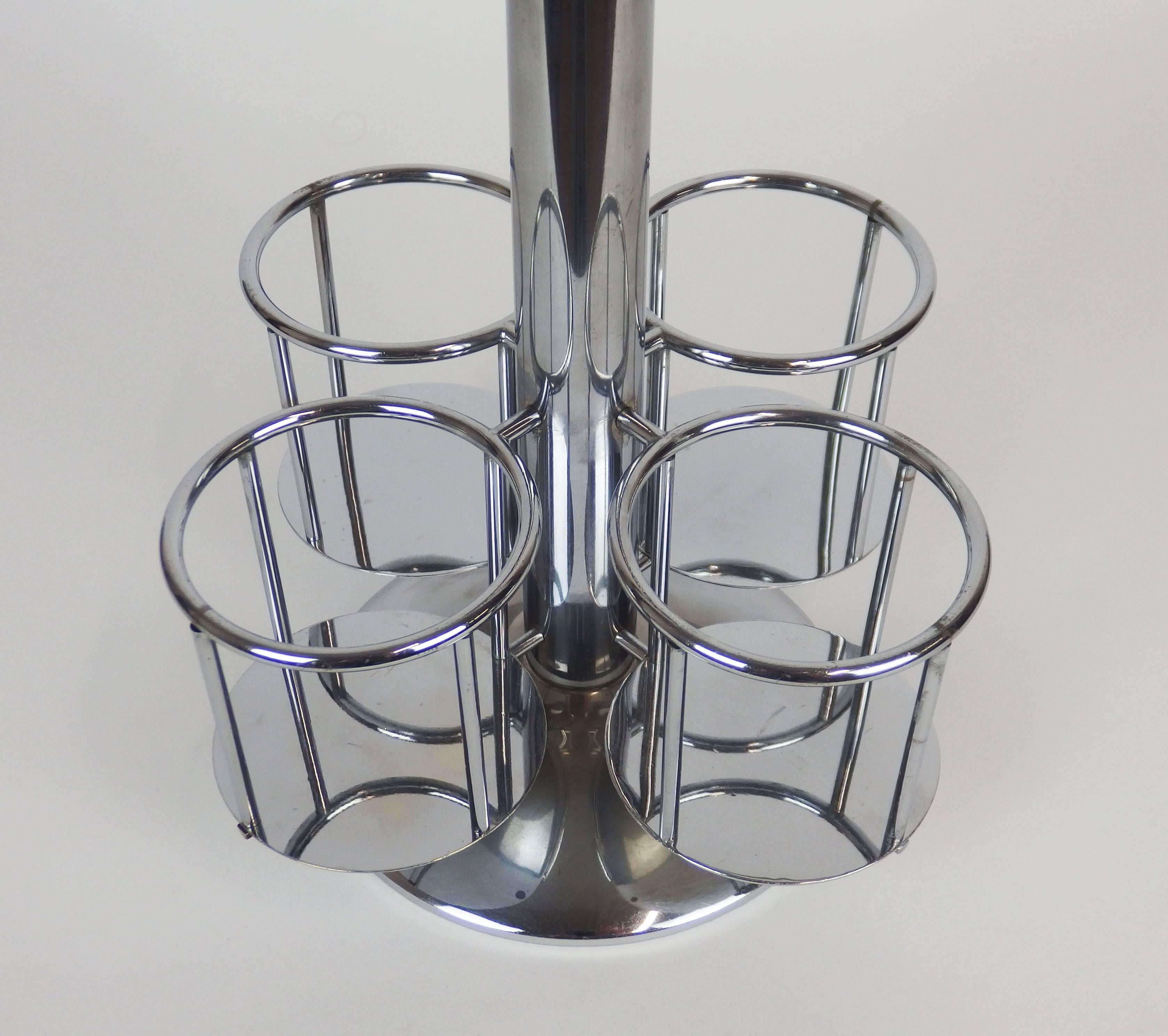 Mid-20th Century Art Deco Modernist Bottle Holder in the Style of Jacques Adnet For Sale
