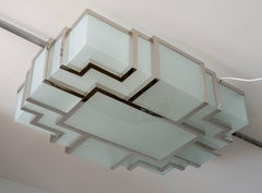 Modernistische Art-Déco-Deckenleuchte aus Messing mit Nickel-Finish