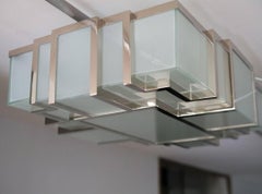 Art Deco Modernist Brass Ceiling Lamp with Nickel Finish