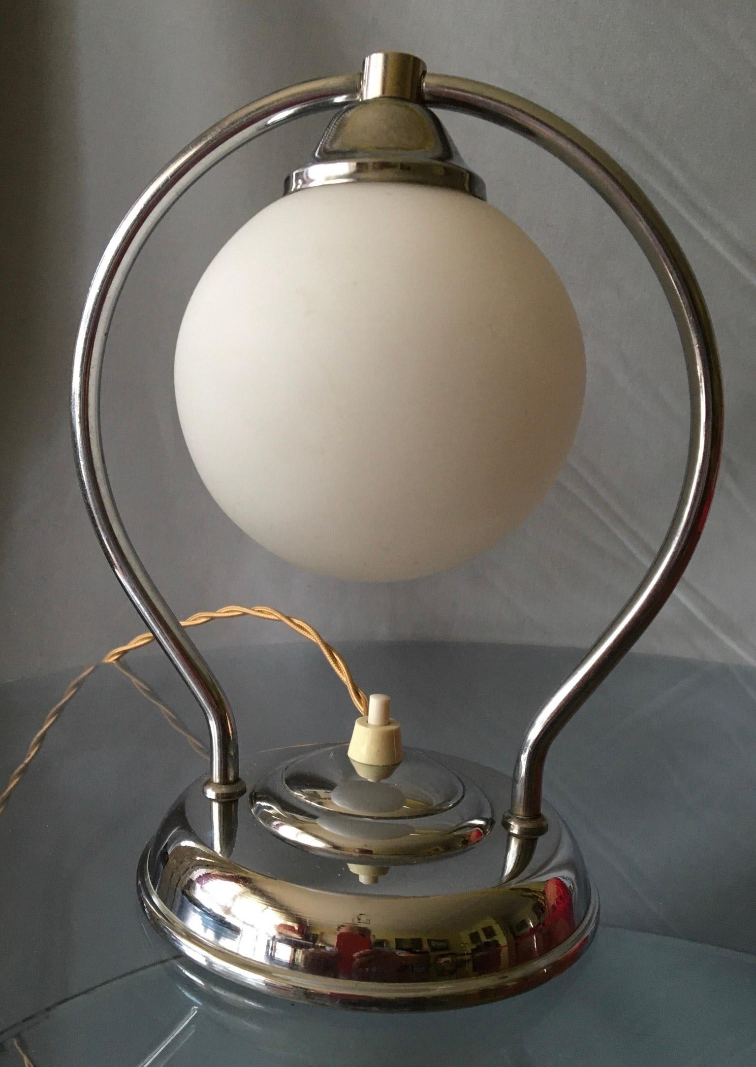 French Art Deco Modernist Brass Table Lamp, France, 1930 For Sale