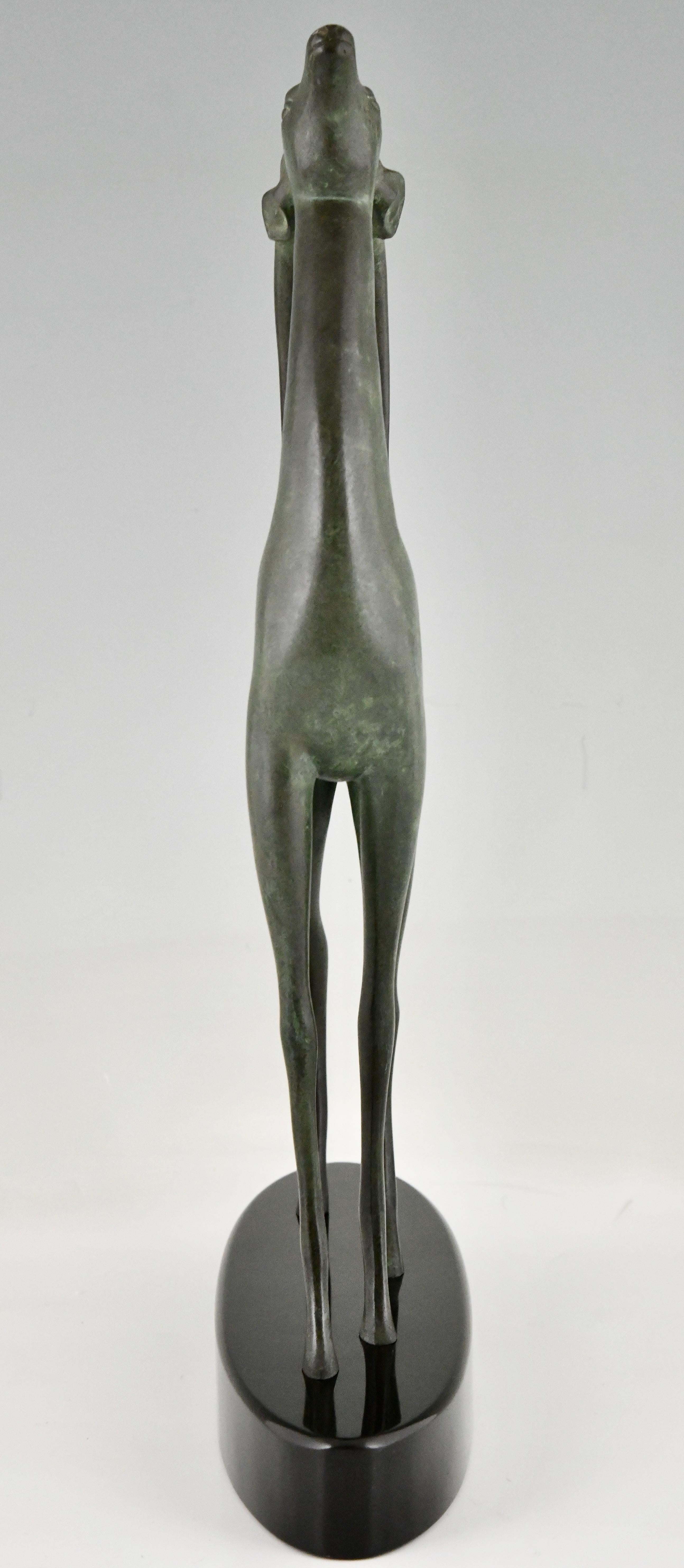 Patinated Art Deco Modernist bronze sculpture antelope by Boisnoir, Marcel Guillemard 1925 For Sale