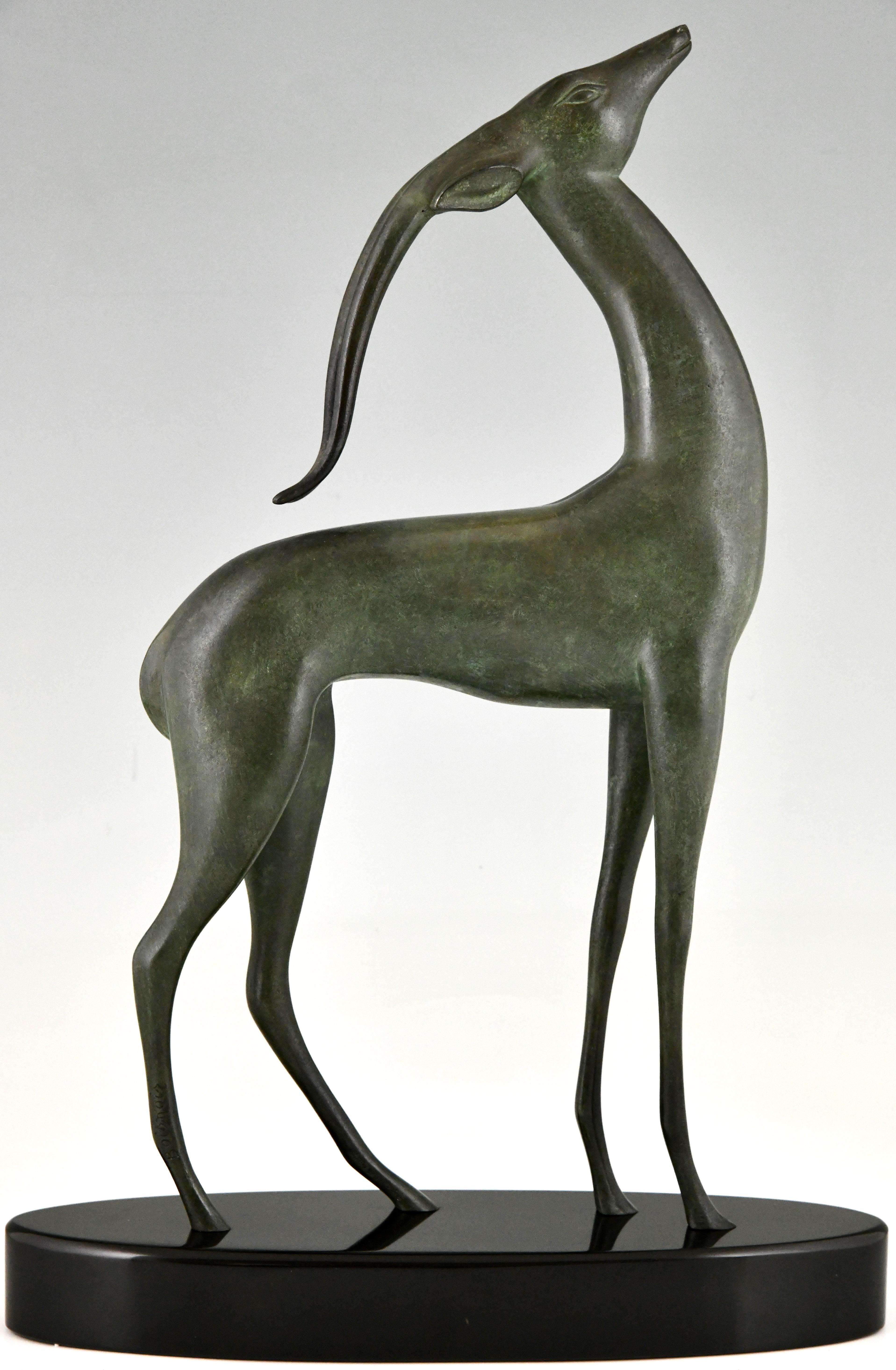 Early 20th Century Art Deco Modernist bronze sculpture antelope by Boisnoir, Marcel Guillemard 1925 For Sale