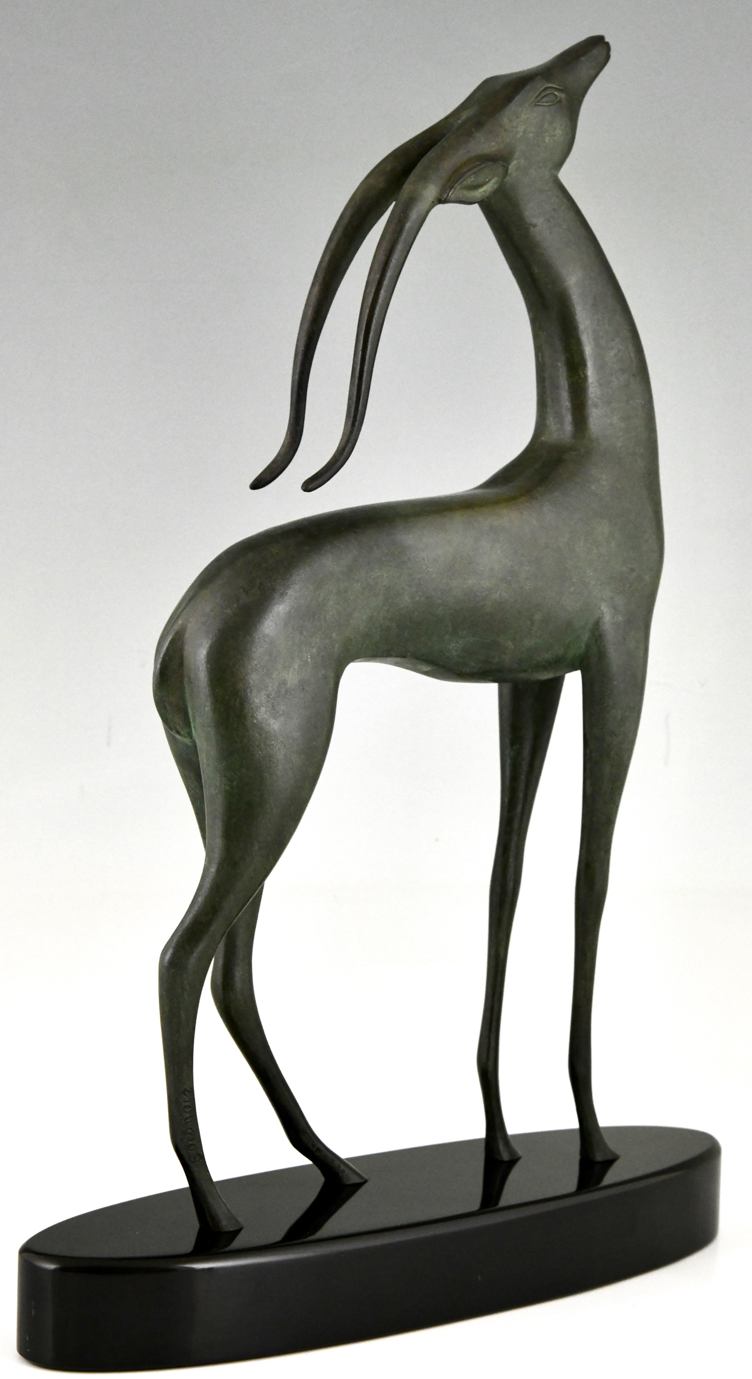 Modernistische Bronzeskulptur-Antilope im Art déco-Stil von Boisnoir, Marcel Guillemard, 1925 im Angebot 1
