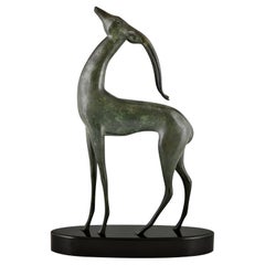 Art Deco Modernist bronze sculpture antelope by Boisnoir, Marcel Guillemard 1925