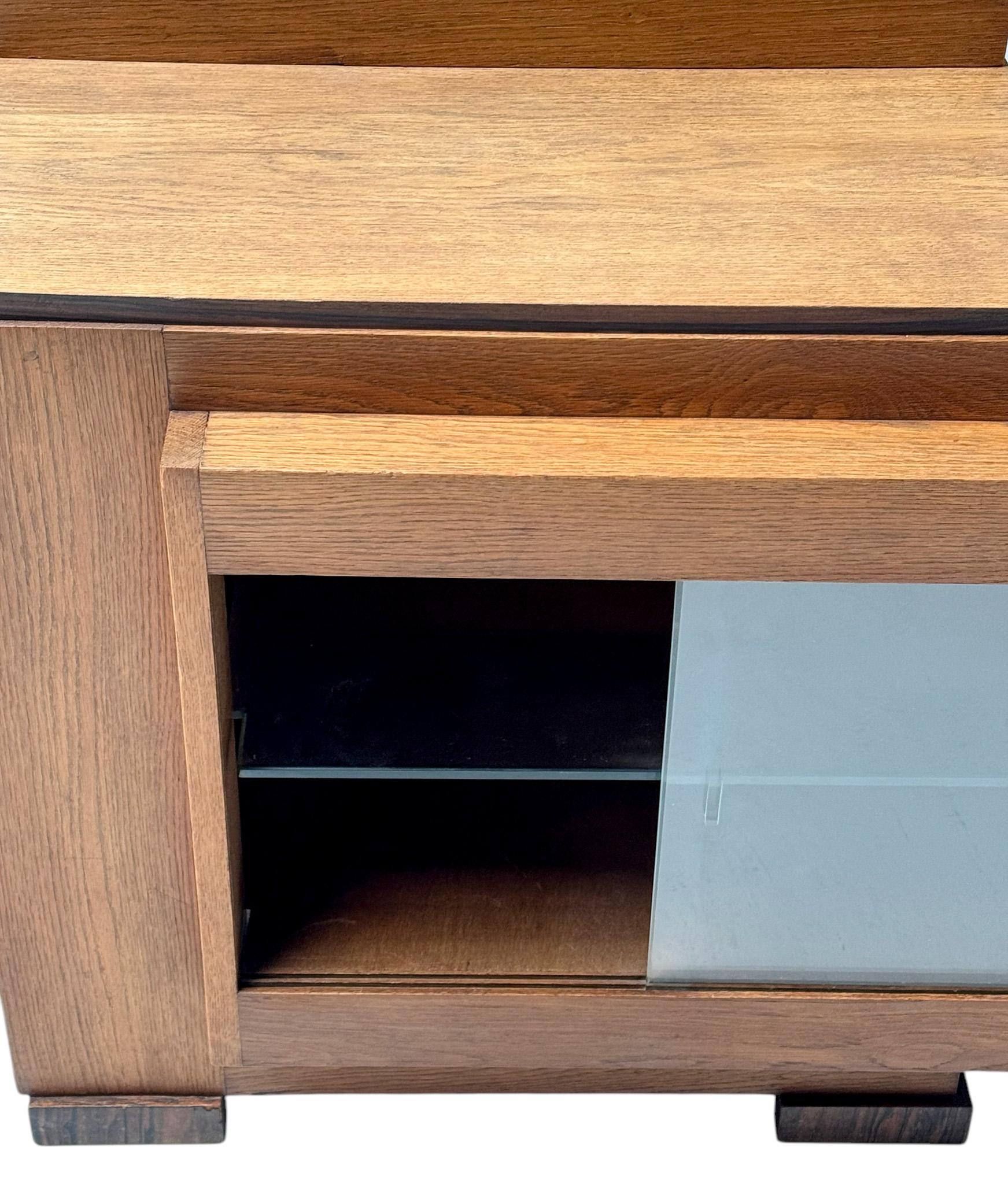 Art Deco Modernist Cabinet with Glass Sliding Doors, 1920s 5