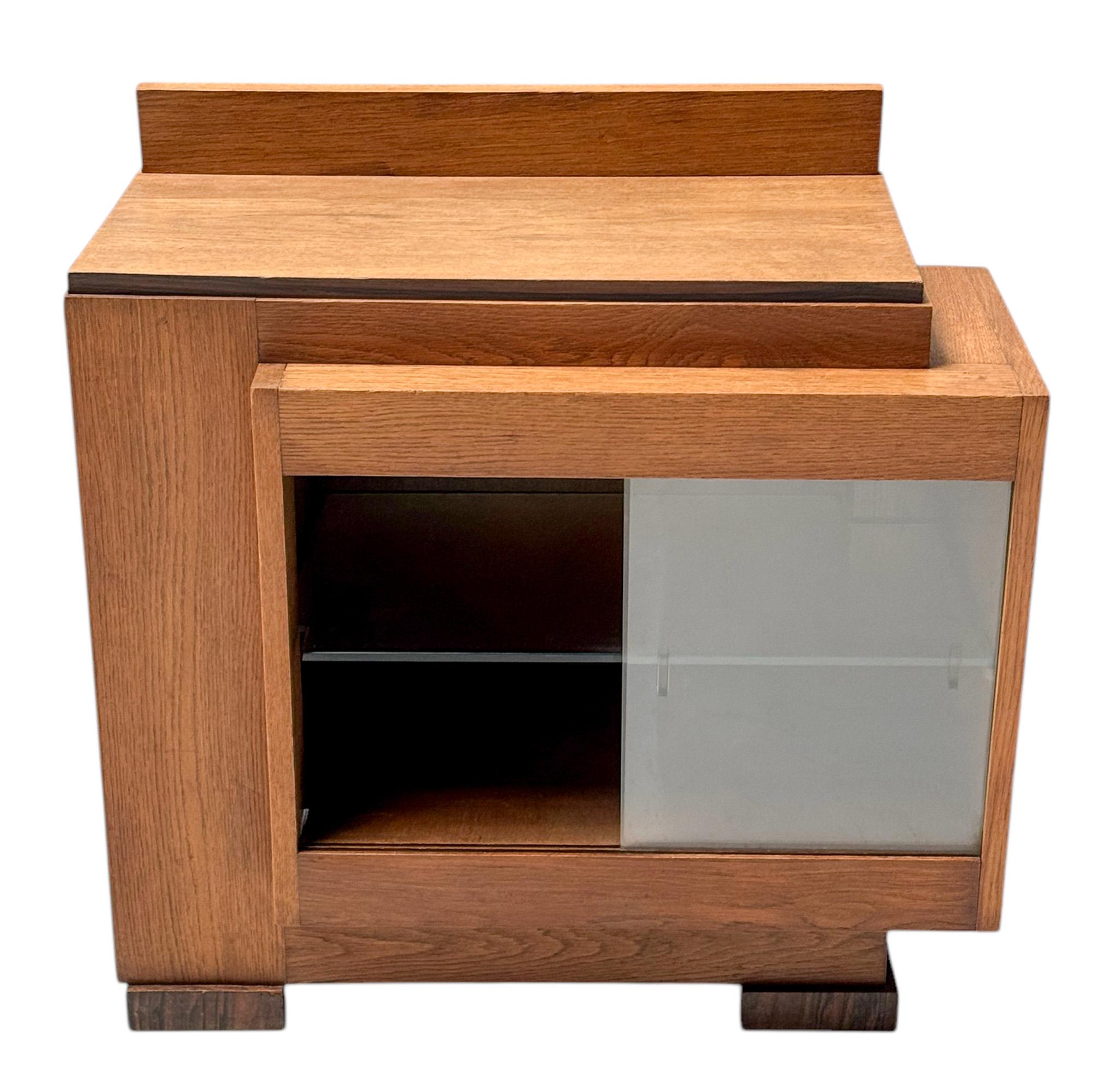 Art Deco Modernist Cabinet with Glass Sliding Doors, 1920s 2