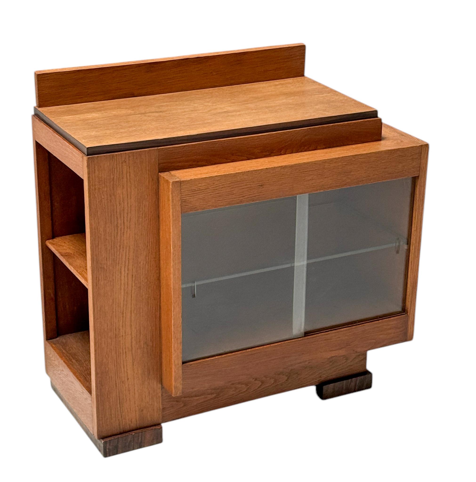 Art Deco Modernist Cabinet with Glass Sliding Doors, 1920s 3