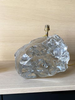 Art Deco / Modernist Glass / Crystal Rock Lamp after Jean Michel Frank, 1930s.