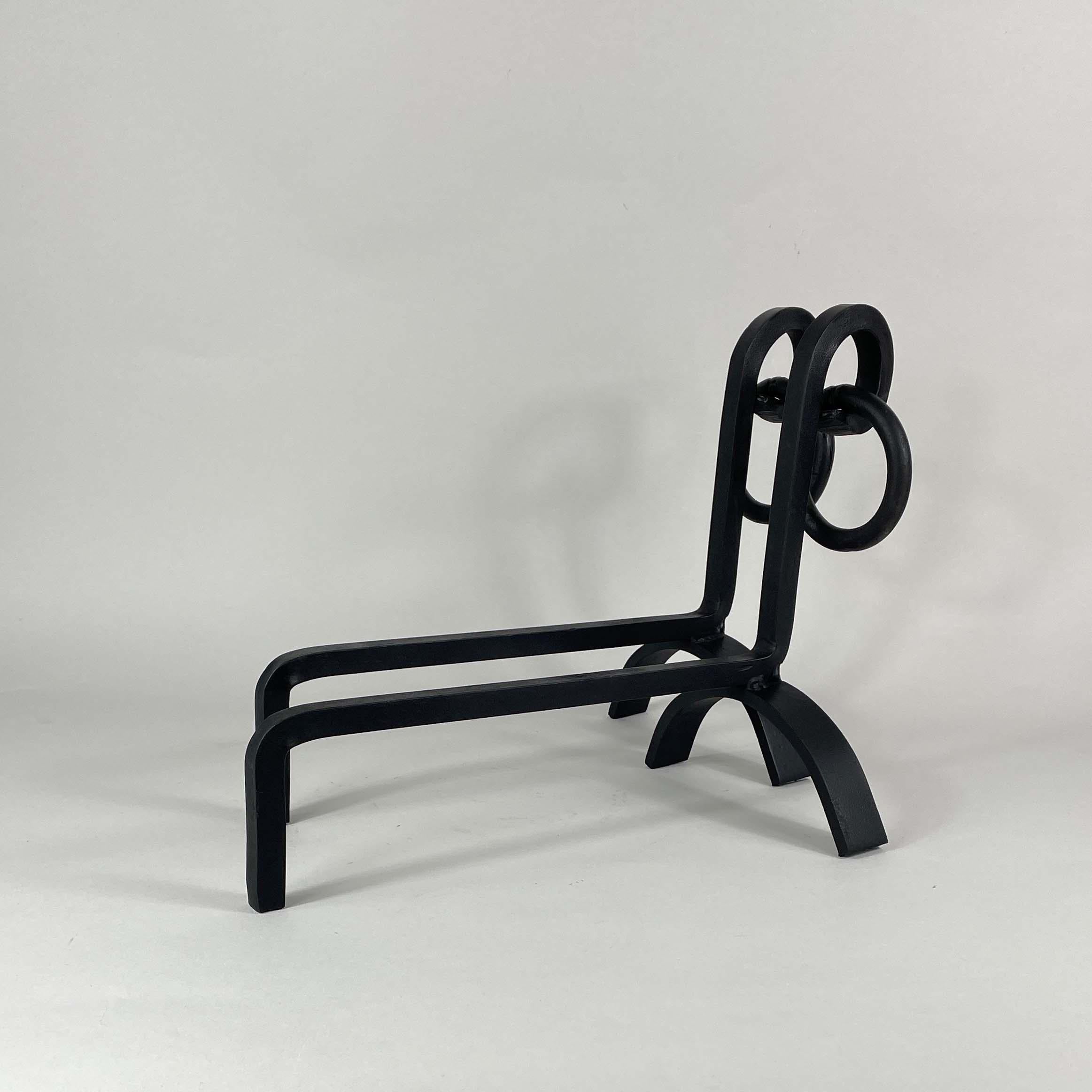 Chenets Art Déco modernistes en fonte, France, années 1930 2