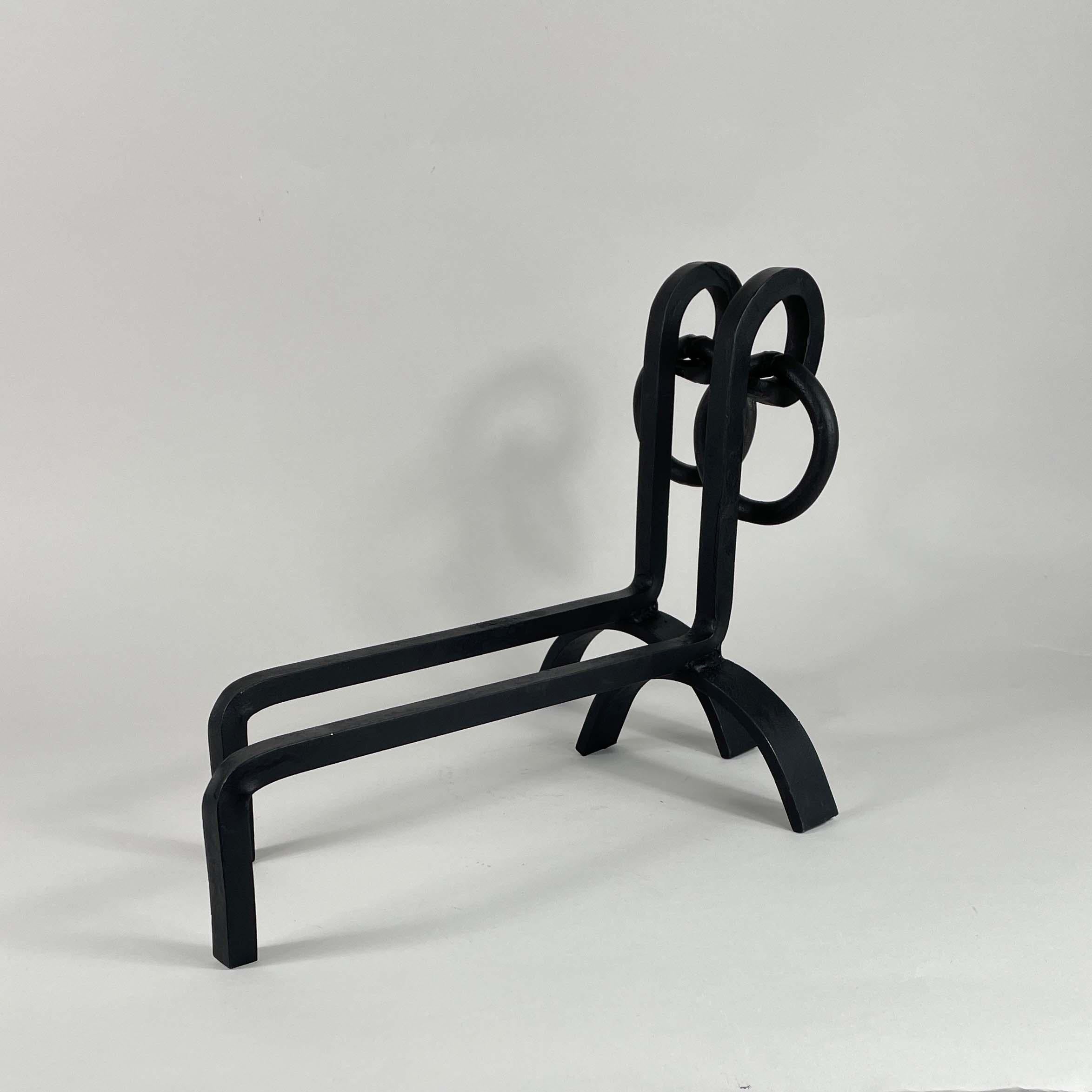 Français Chenets Art Déco modernistes en fonte, France, années 1930