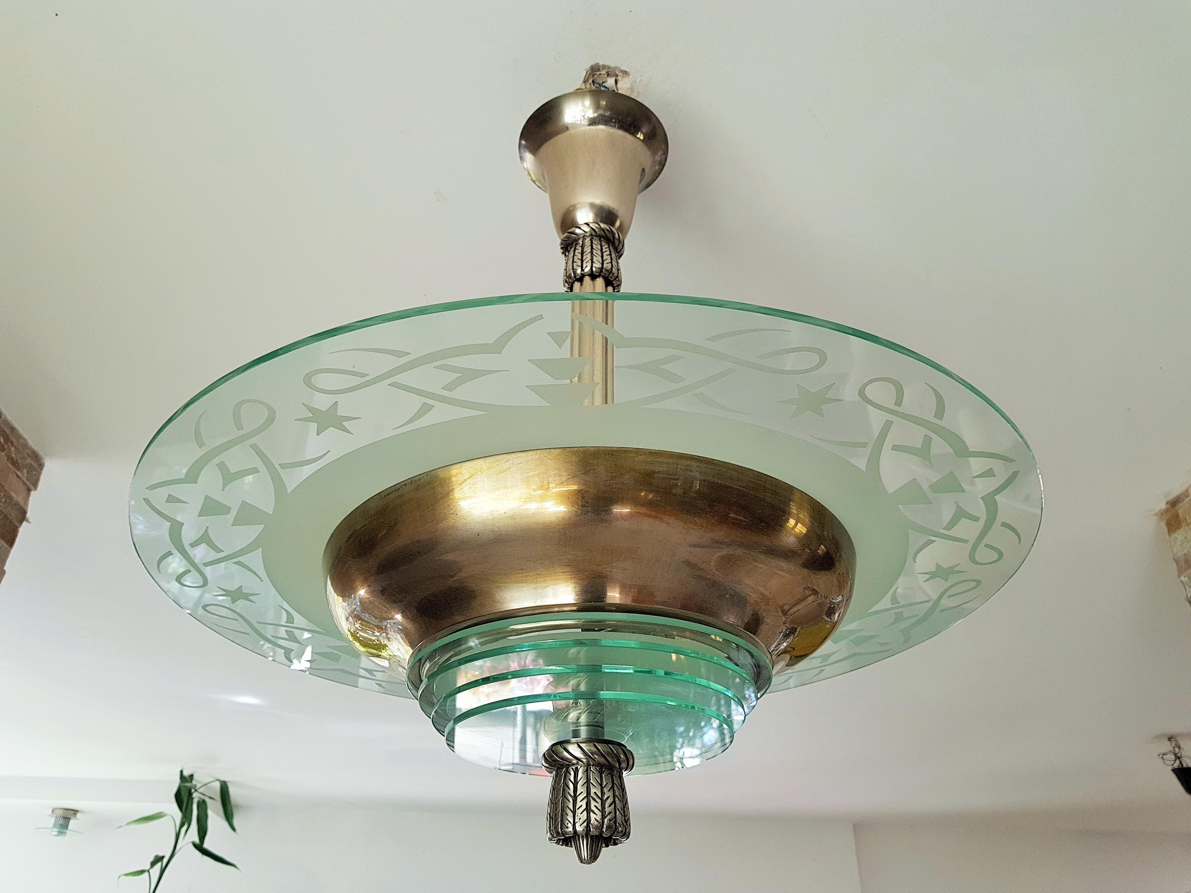 Art Deco Modernist Chandelier by Petitot, France, 1935 8