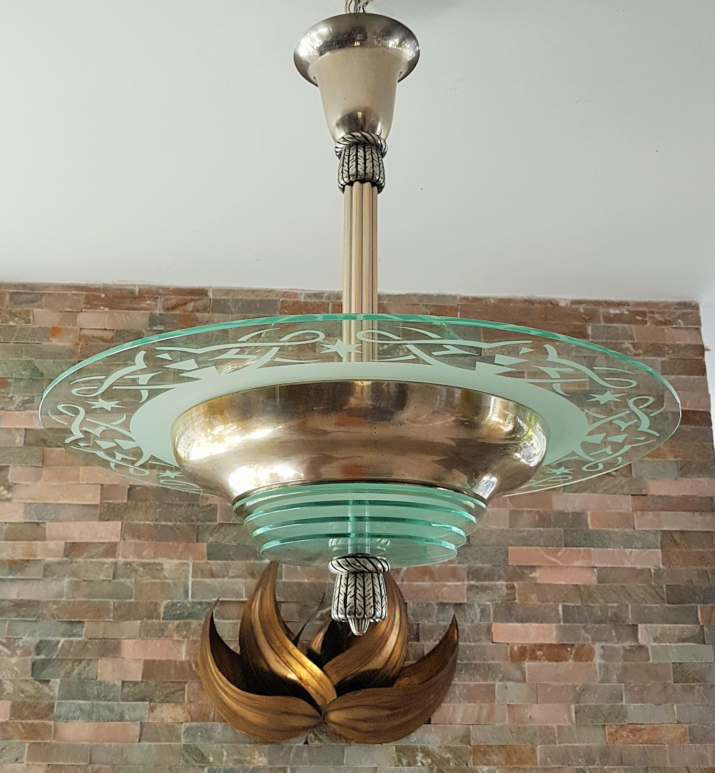 Art Deco Modernist Chandelier by Petitot, France, 1935 10