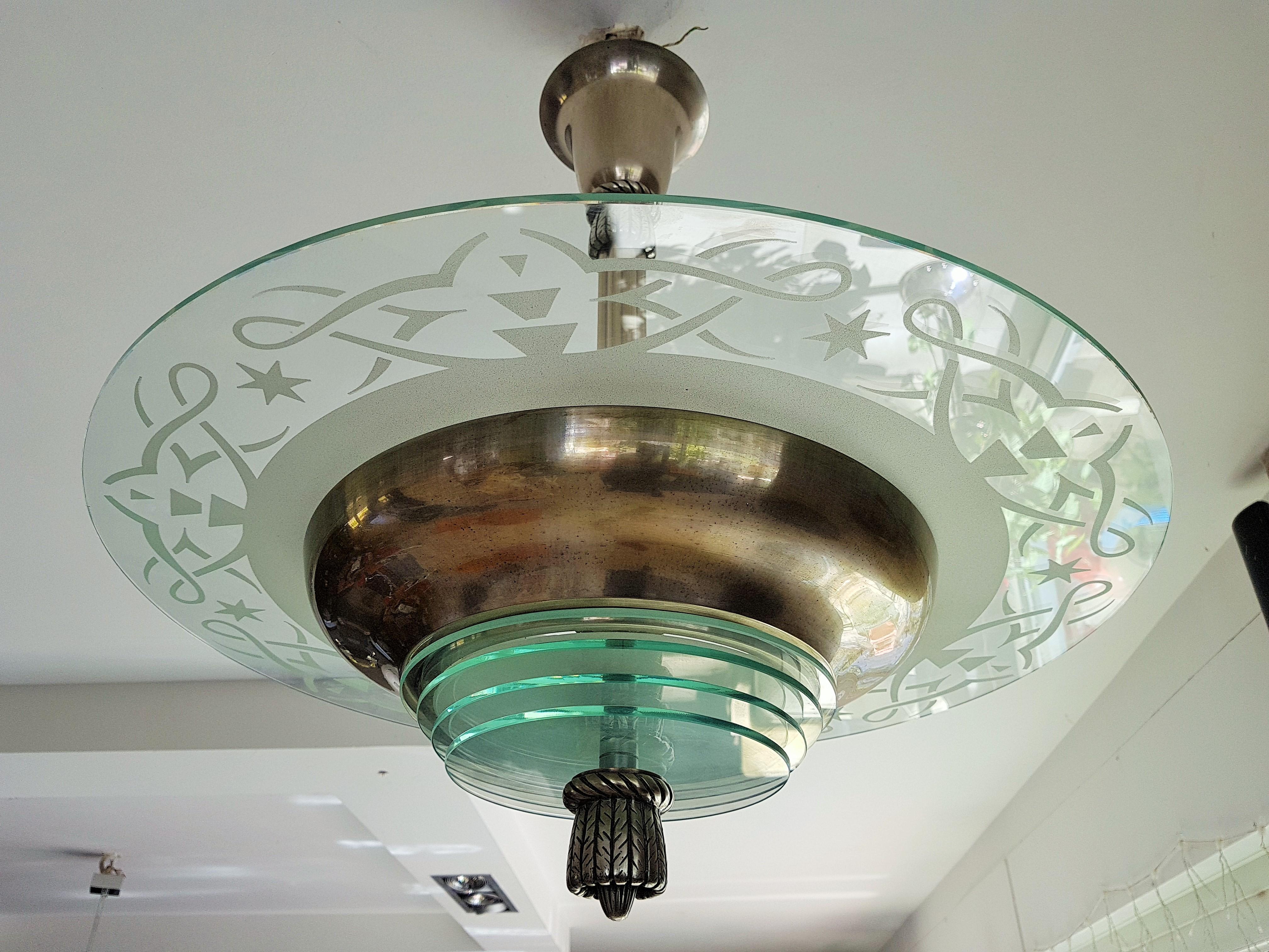 Art Deco Modernist Chandelier by Petitot, France, 1935 13