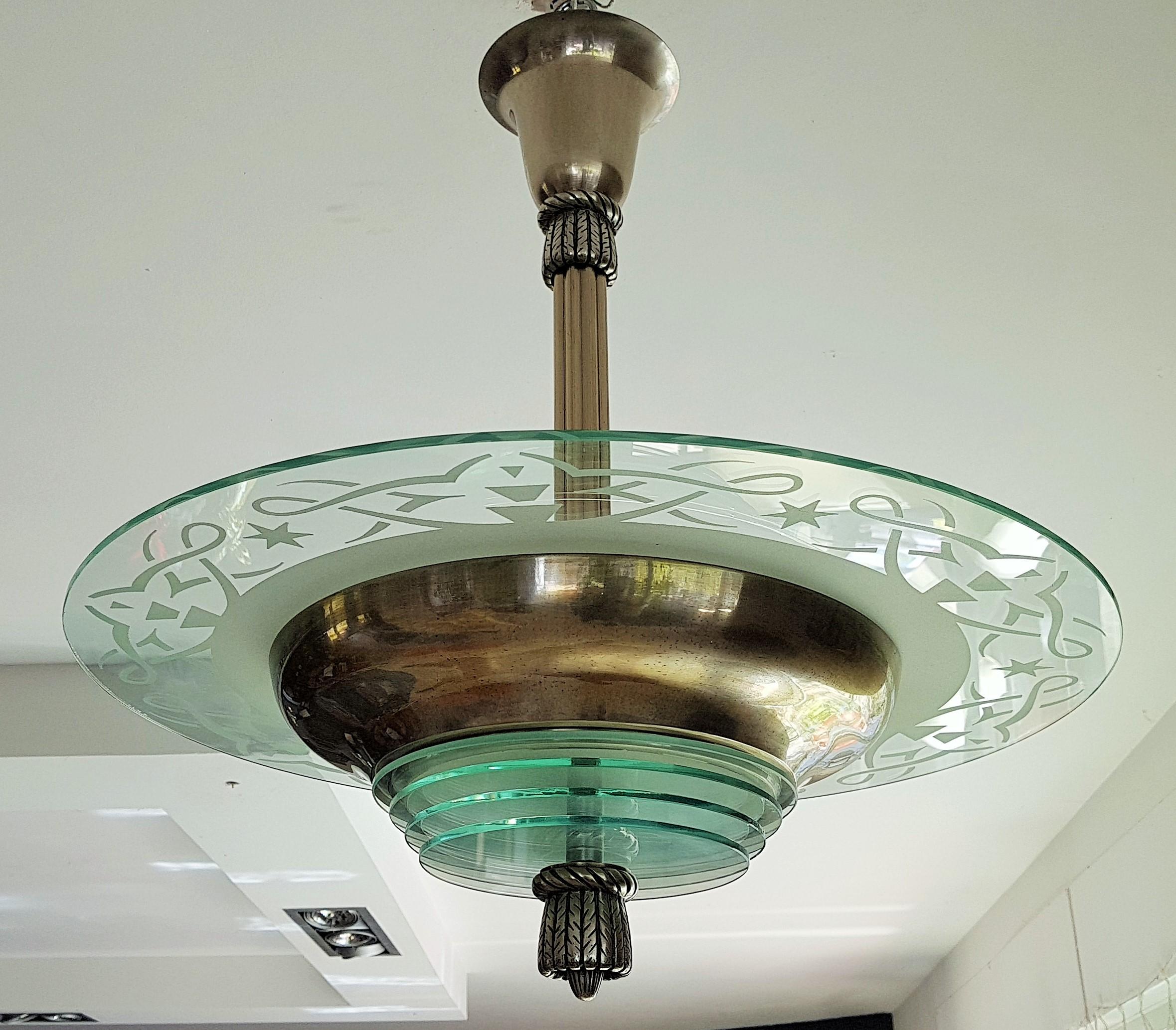 Art Deco Modernist Chandelier by Petitot, France, 1935 14