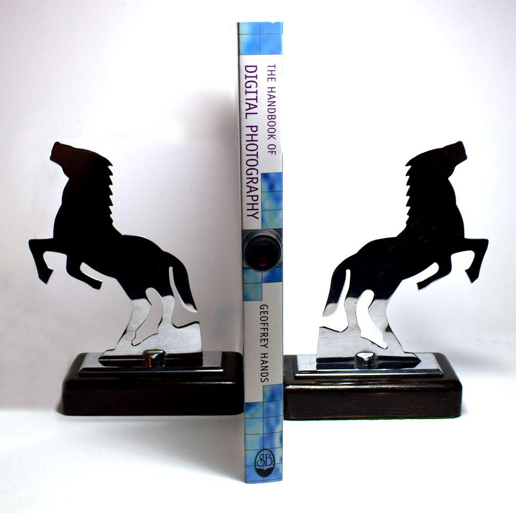 20th Century Art Deco Modernist Chrome Bookends, circa 1930 For Sale