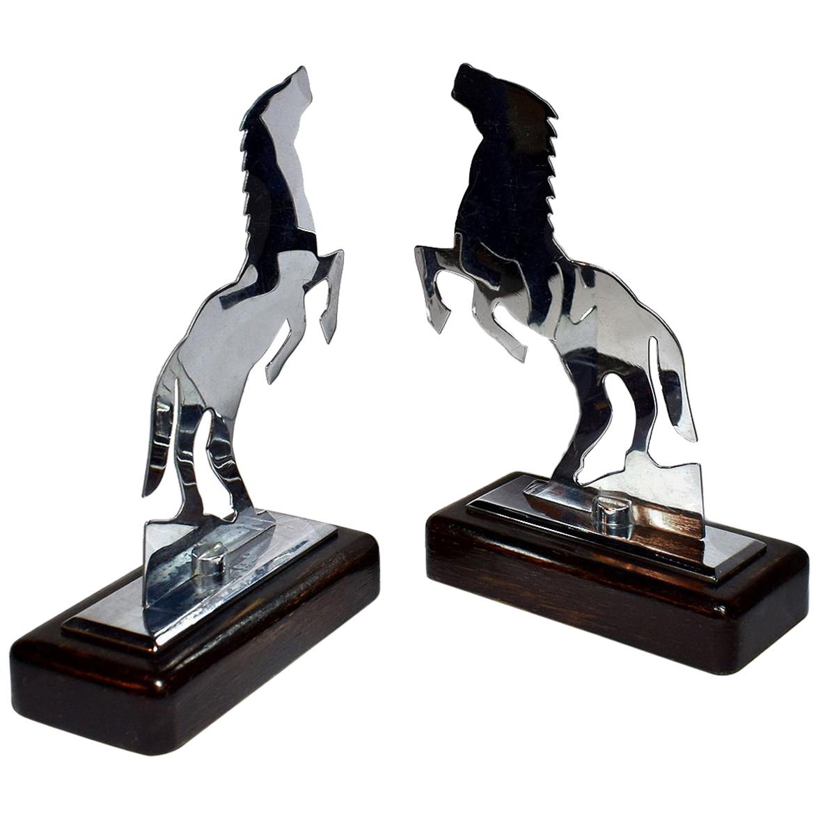 Art Deco Modernist Chrome Bookends, circa 1930 For Sale