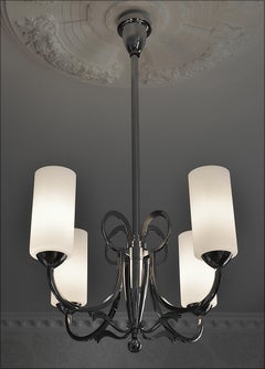 Lustre Art Déco moderniste en chrome, France, années 1930
