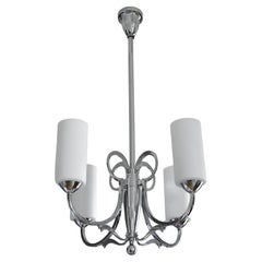 Art Deco Modernist Chrome Chandelier, France, 1930s