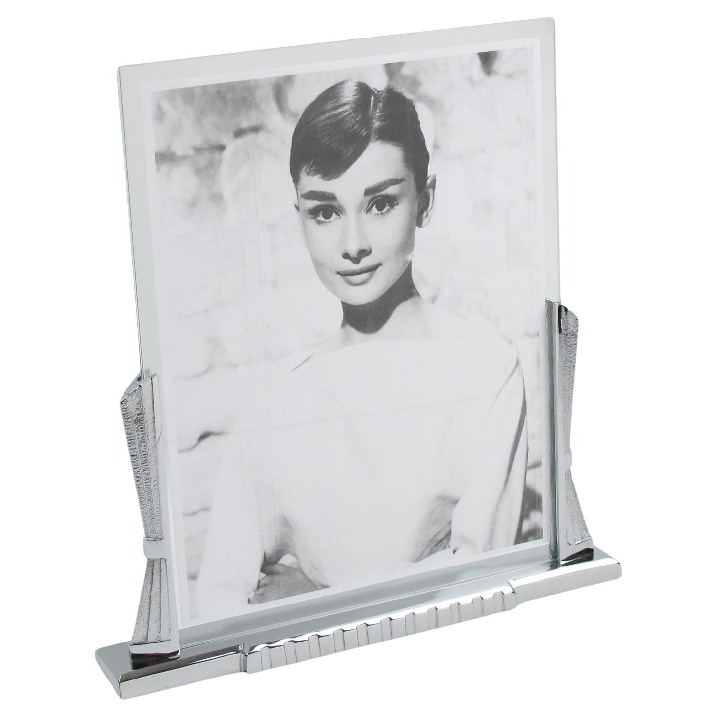 Art Deco Modernist Chrome Picture Frame, France 1930s For Sale