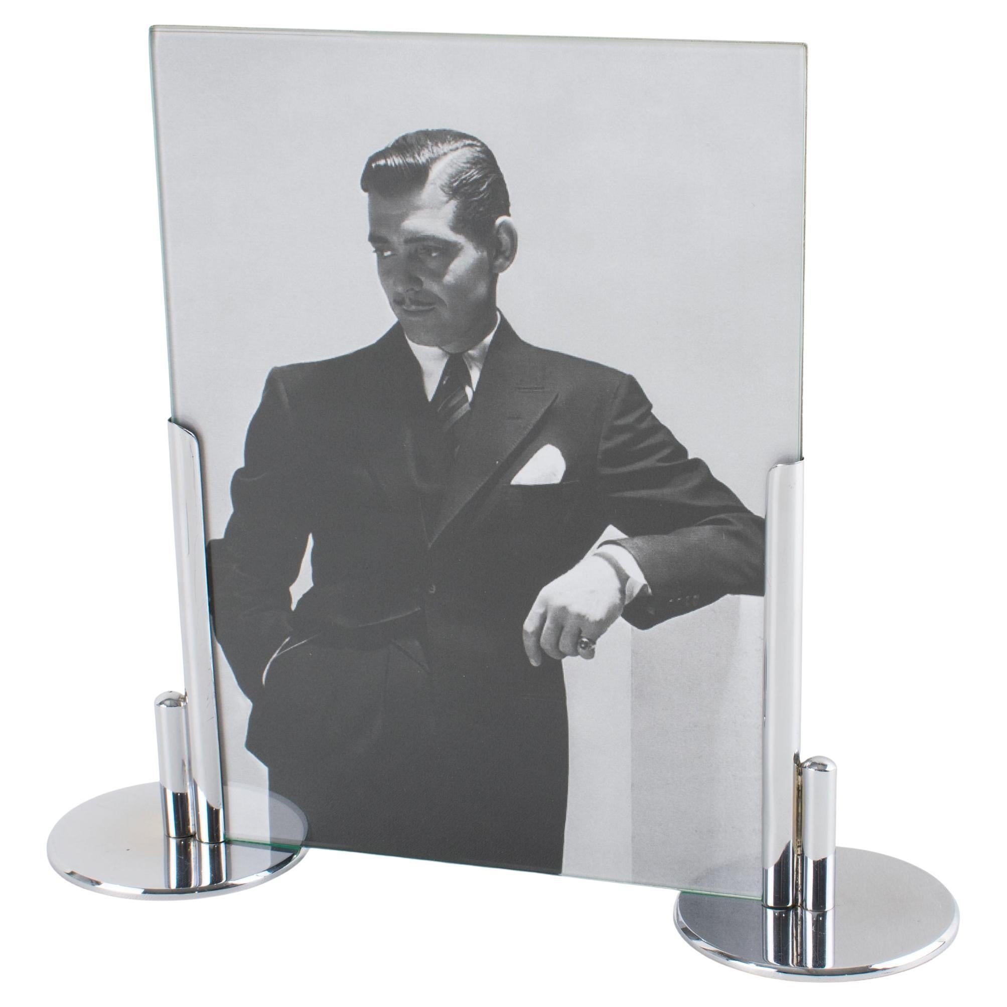 Modernistischer verchromter Art-Déco-Bilderrahmen, Frankreich 1930er Jahre im Angebot