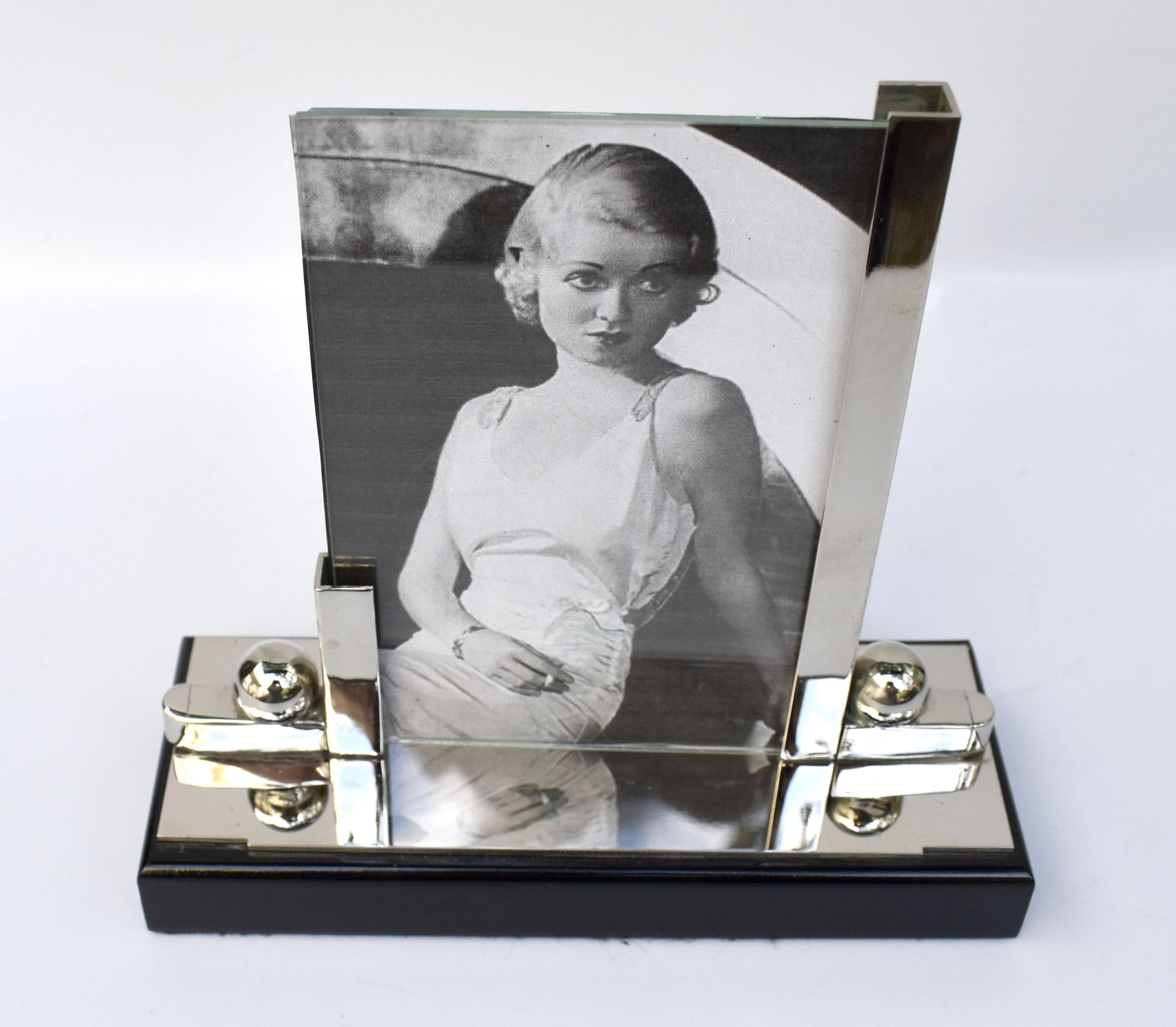 Art Deco Modernist Chrome Picture Frame, France, c1930's 6