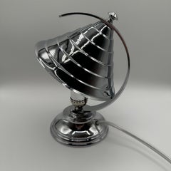 Art Deco Modernist Chrome Small Table Lamp with Adjustable Shade