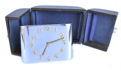 Art Deco Modernist Chrome Travel Alarm Clock, c1930