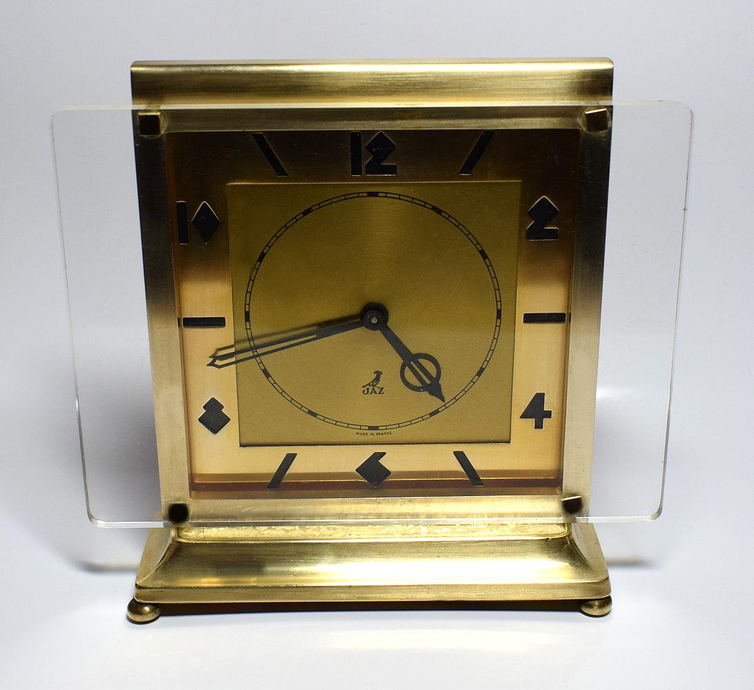 Brass Art Deco Modernist Clock by JAZ