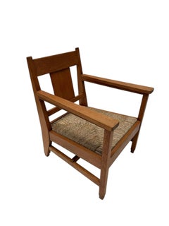 Art Deco Modernist Club Chair with Rush Seat, 1920s