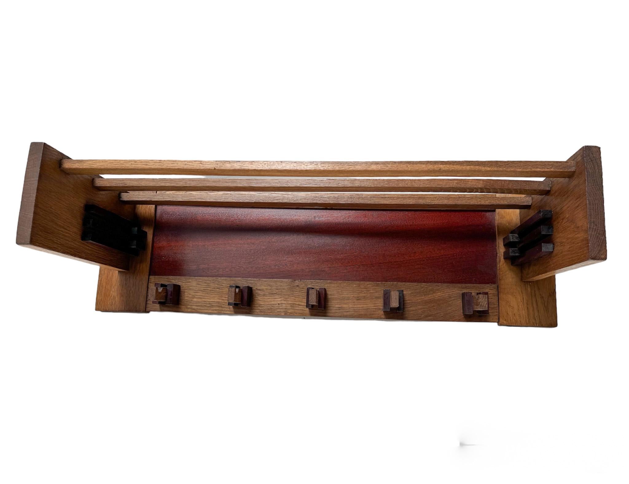Oak Art Deco Modernist Coat Rack, 1920s For Sale