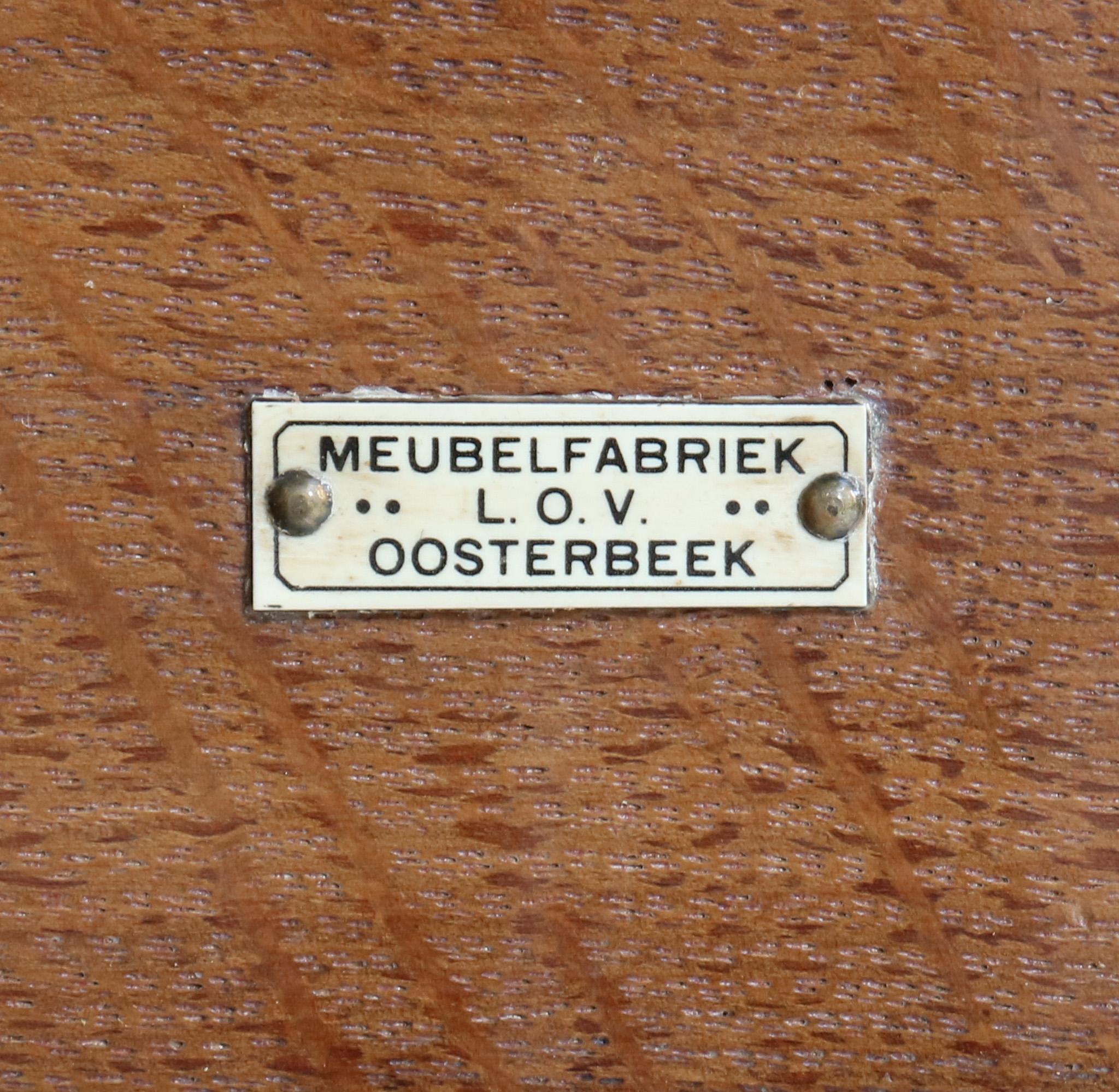 Oak  Art Deco Modernist Credenza or Sideboard by H. Fels for L.O.V. Oosterbeek For Sale