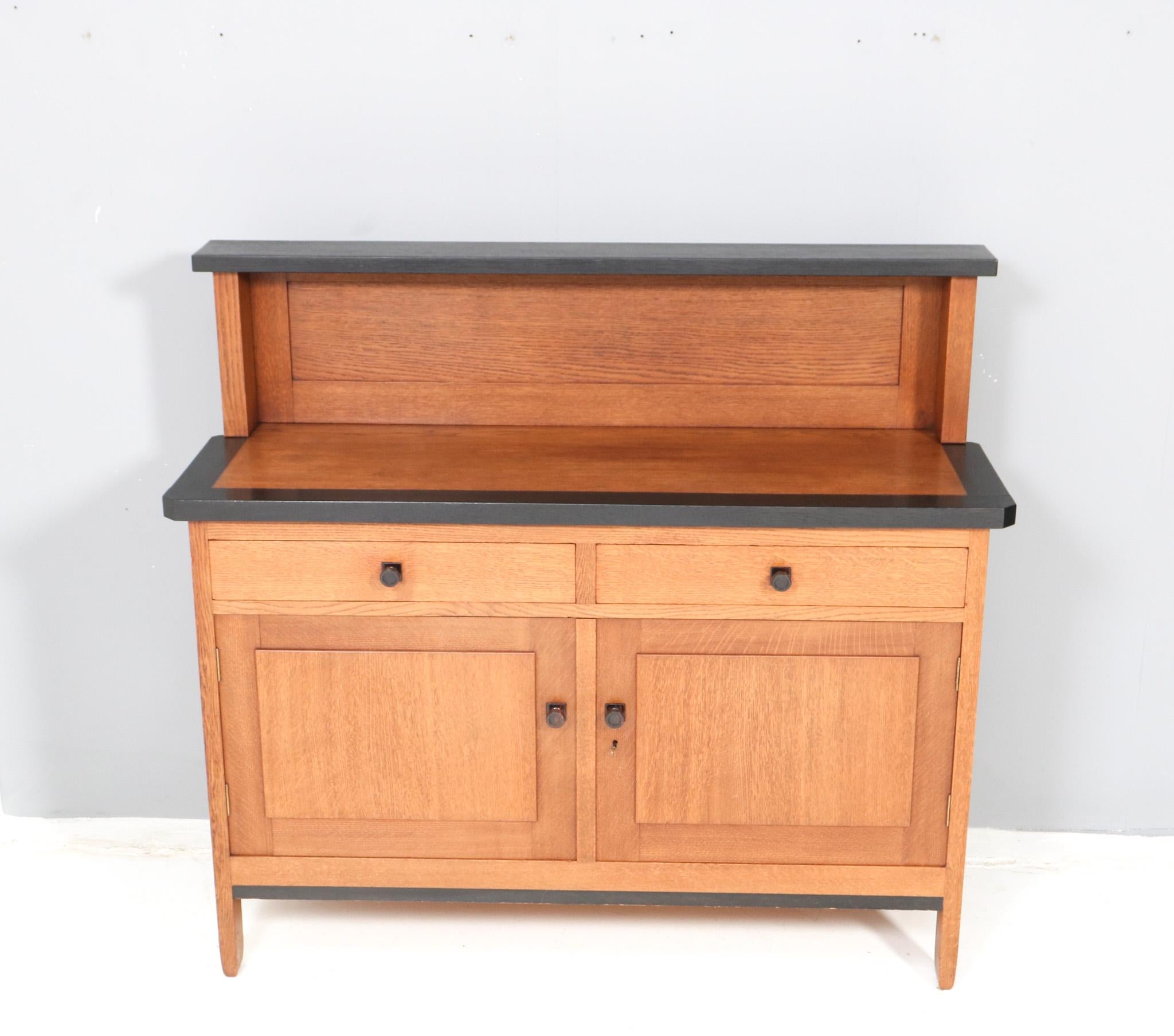 Oak Art Deco Modernist Credenza or Sideboard by H. Fels for L.O.V. Oosterbeek For Sale