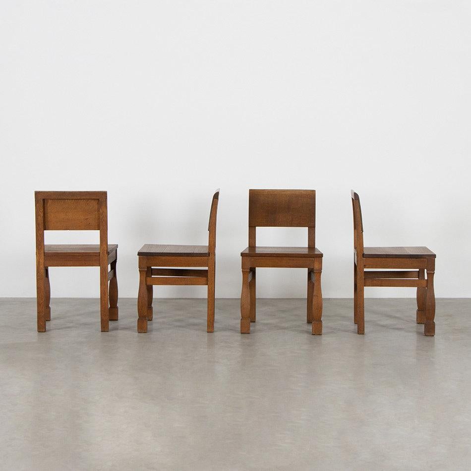 Art Deco Modernist dining chairs in solid Oak, Netherlands 1930's 2