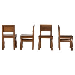 Art Deco Modernist dining chairs in solid Oak, Netherlands 1930's