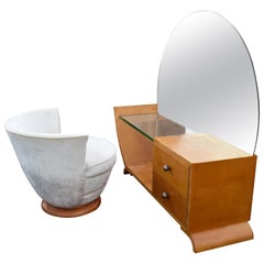 Art Deco Modernist Dressing Table and Stool, circa 1930