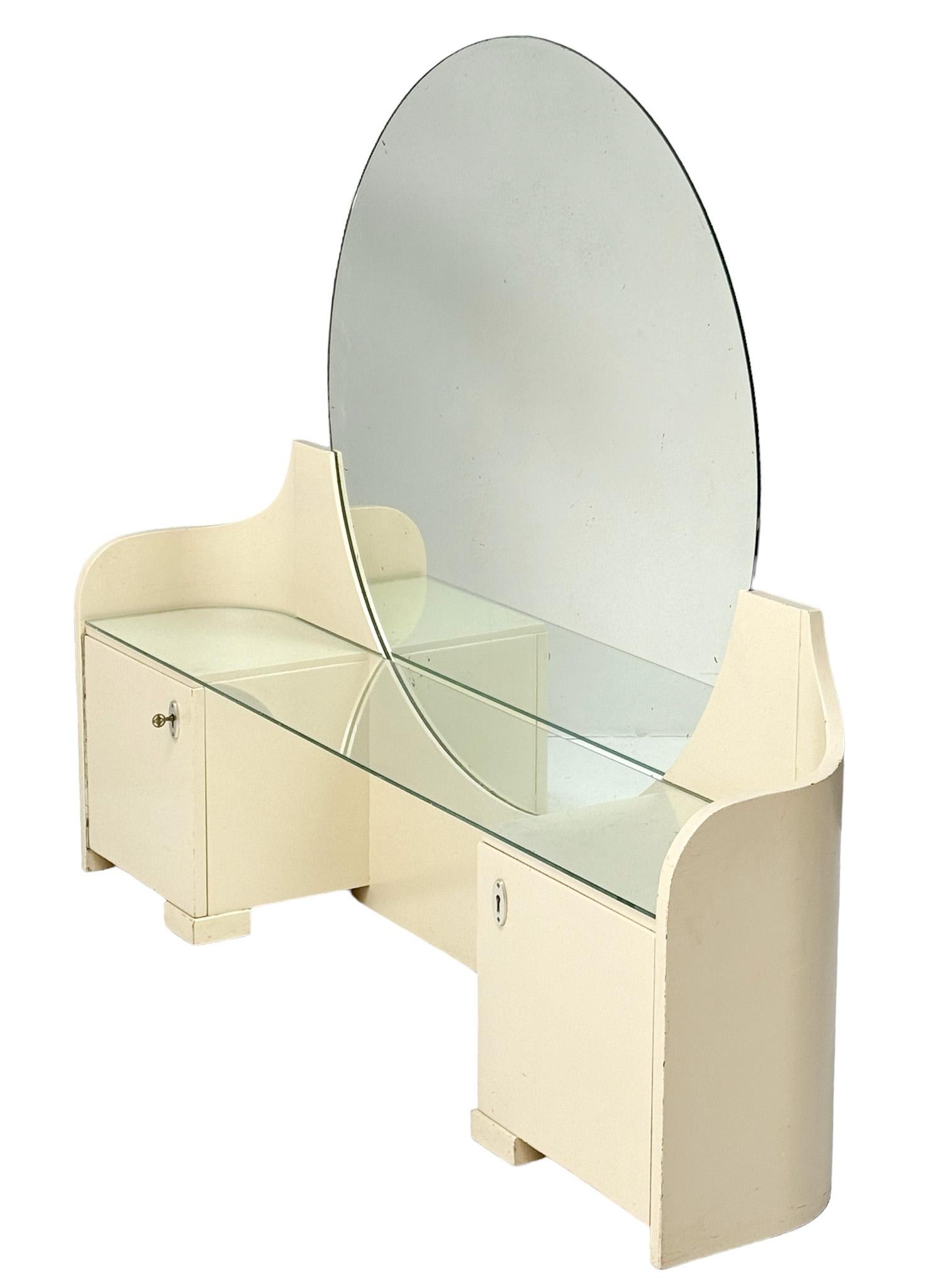 Lacquered Art Deco Modernist Dressing Table or Vanity by Fer Semey for Pander, 1930s For Sale
