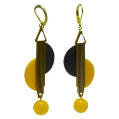 Retro Art Deco Style Modernist Drop Earrings