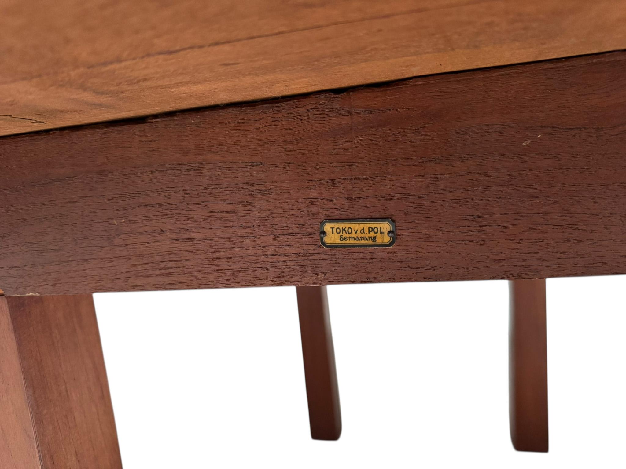 Art Deco Modernist Extending Dining Room Table by Toko v/d Pol Semarang, 1920s For Sale 4